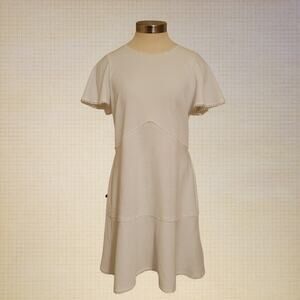 White Fit and Flare Dress Peekaboo Back Joie Women’s Large Short Sleeve